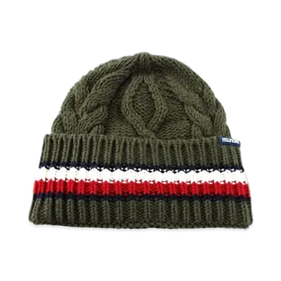 TOMMY HILFIGER Monotype Chunky Knit Beanie "ArmyGreen"