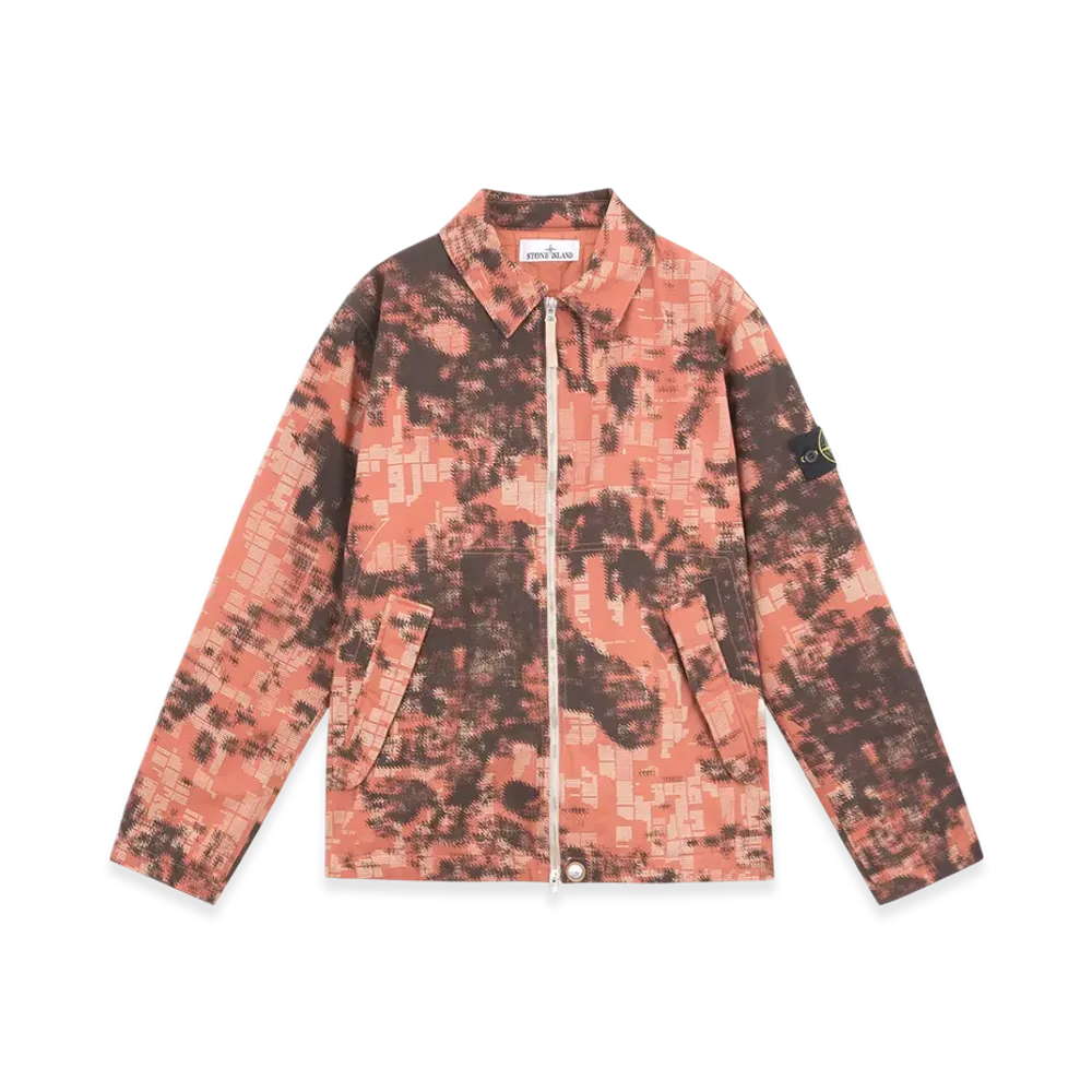 Stone Island Q11E2 Camouflage Cotton Canvas Padded Shirt Jacket with Pockets and Anti-Drop - 24FW "Orange"