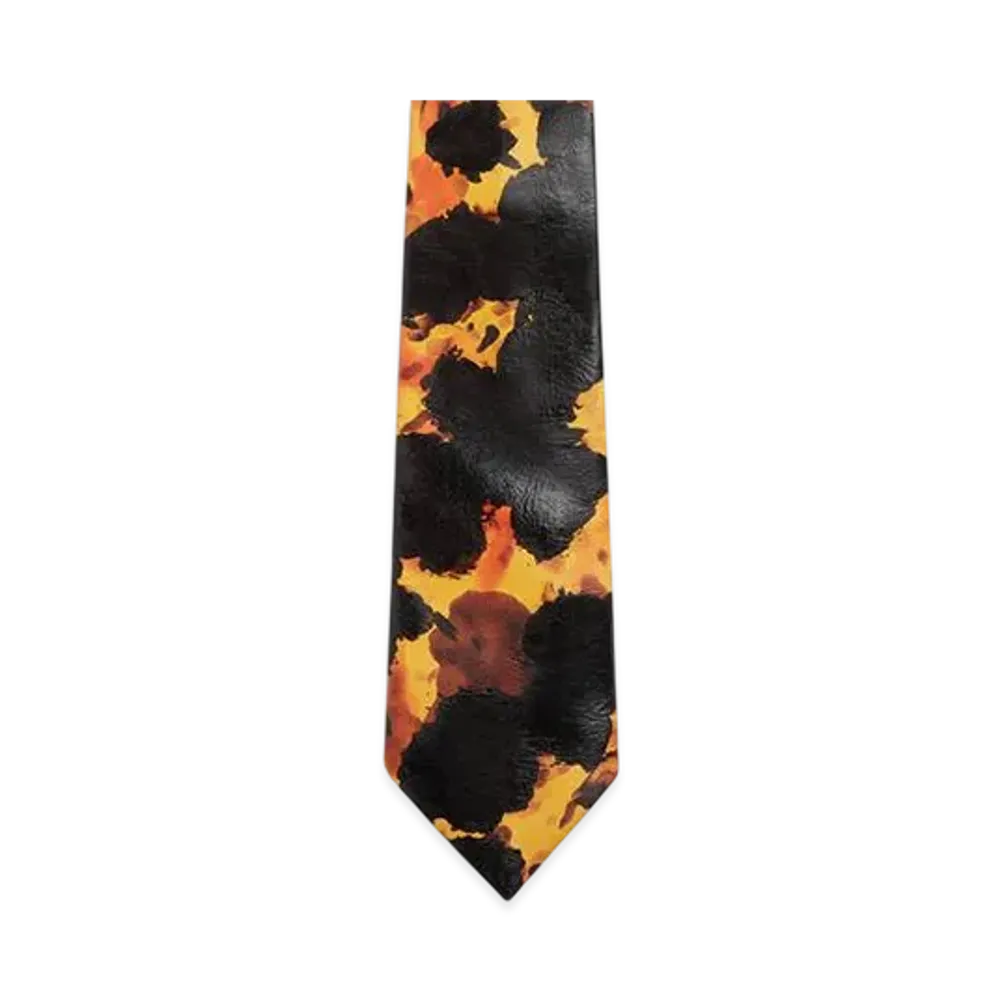 Bottega Veneta Turtle Shell Printed Leather Tie "Mango/Fondente"
