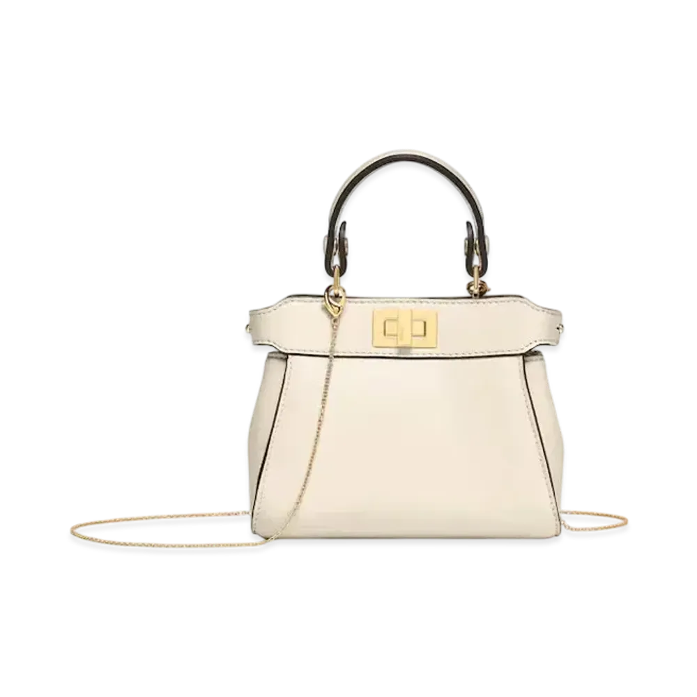 FENDI Nano Peekaboo Camellia Nappa Leather Miniature Bag "White"
