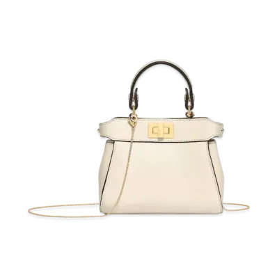 FENDI Nano Peekaboo Camellia Nappa Leather Miniature Bag "White"