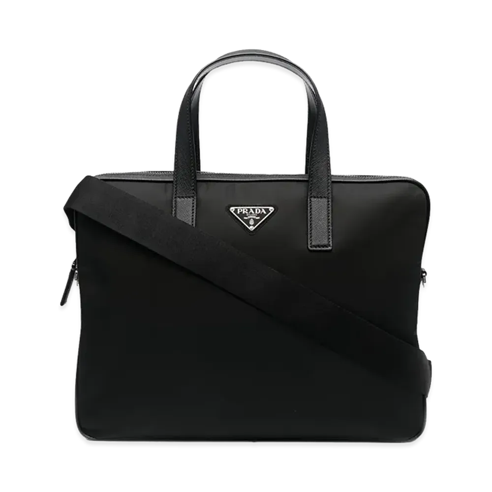 PRADA Cartella Re-Nylon E Saffiano "Black"
