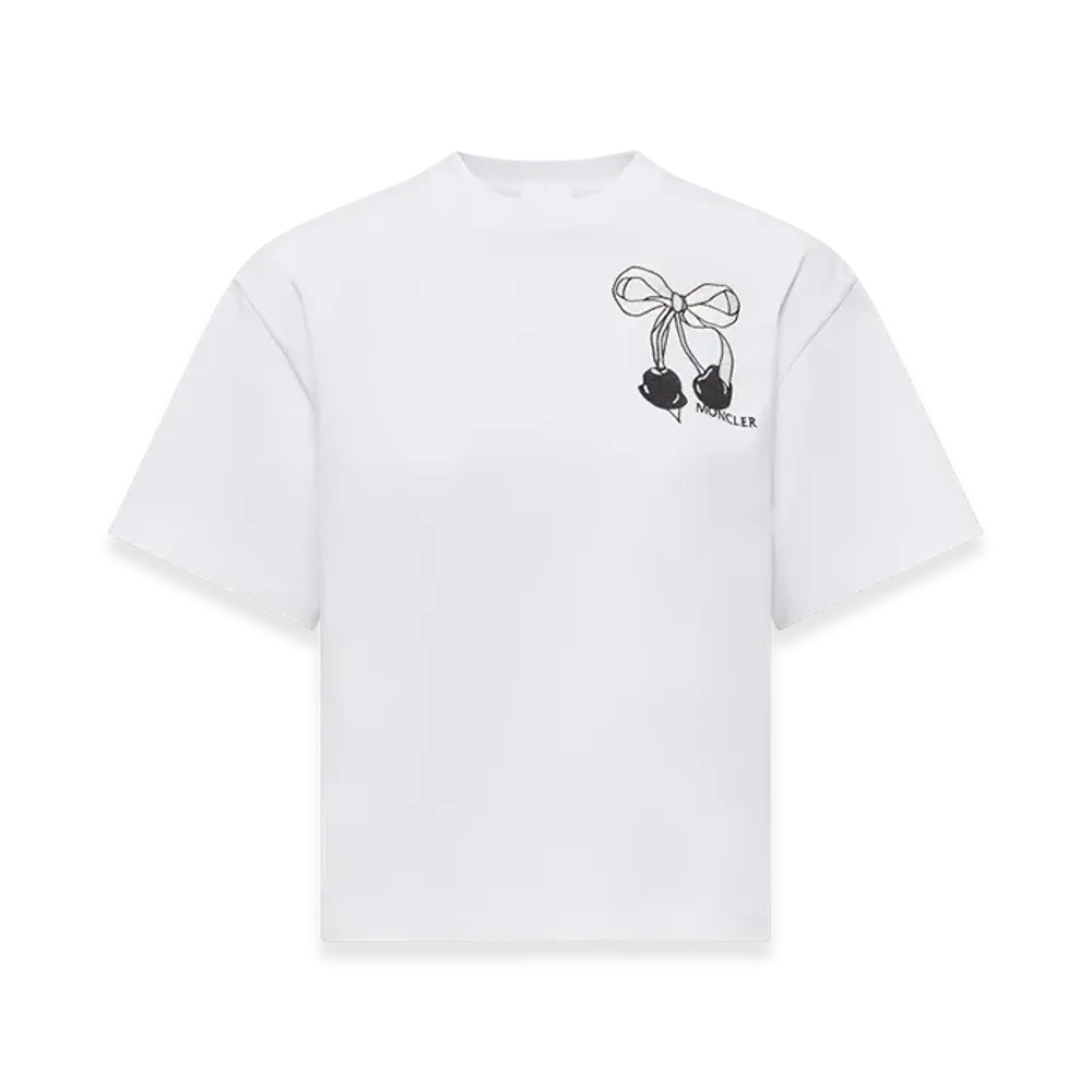 MONCLER Embroidered Cherry Logo Cotton T-Shirt "Black"