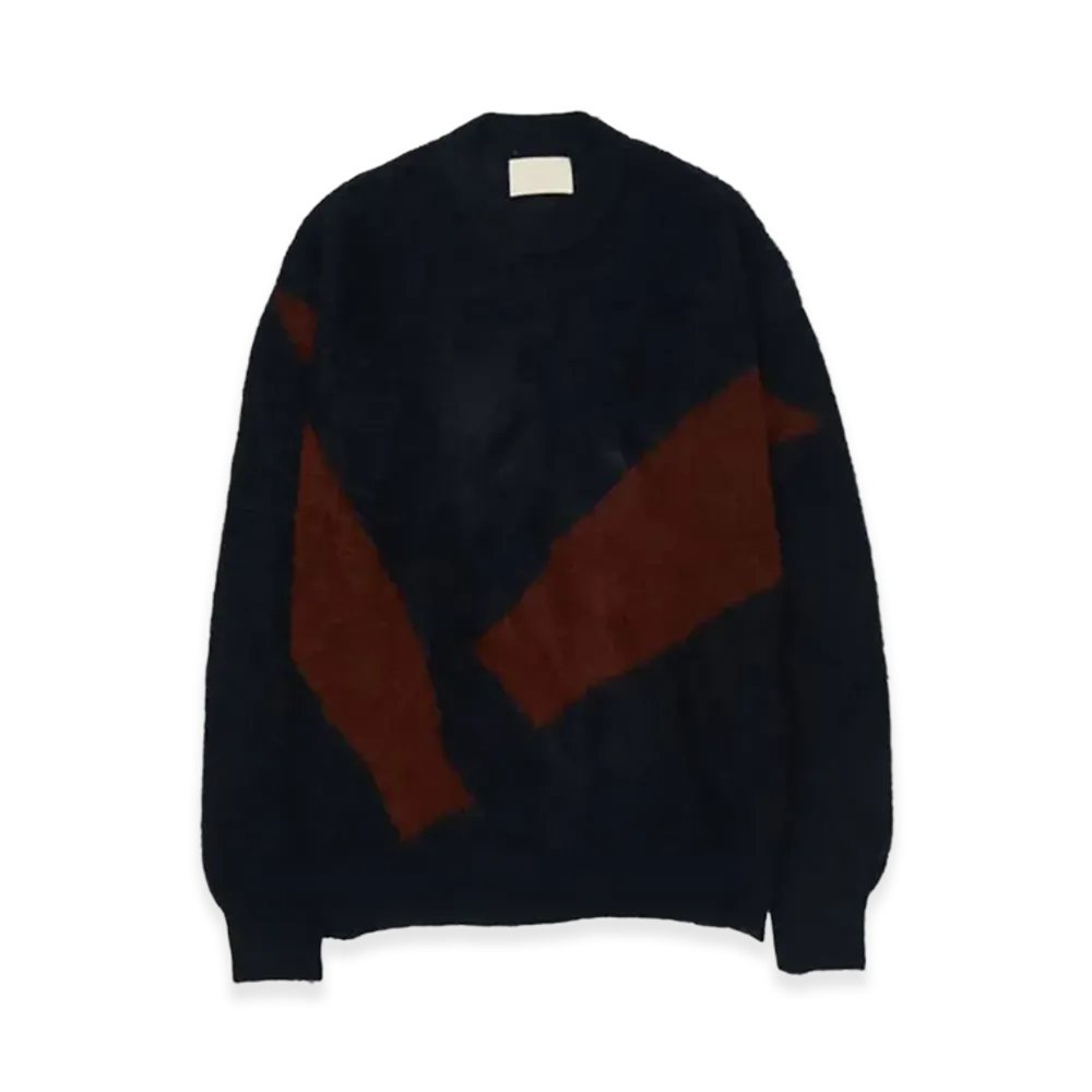 YOKE Photogram Intarsia Sweater "Navy"