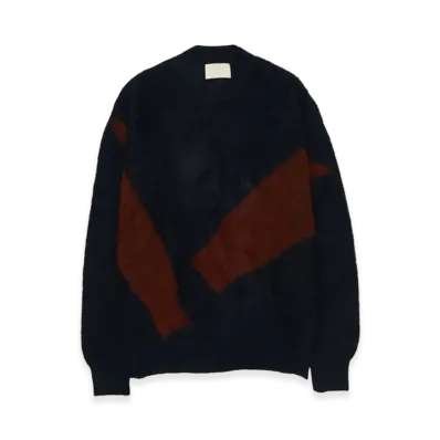 YOKE Photogram Intarsia Sweater "Navy"