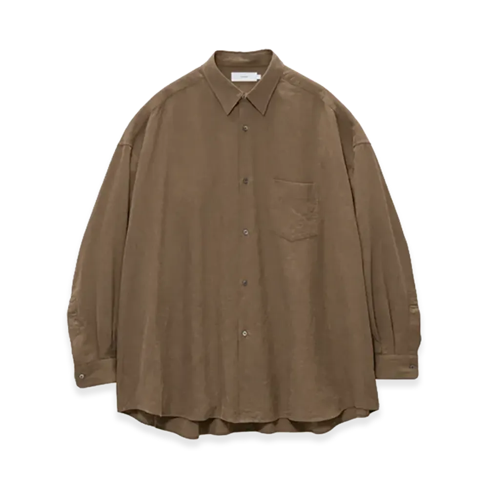 Graphpaper Linen Cupro L/S Oversized Regular Collar Shirt "Brown"