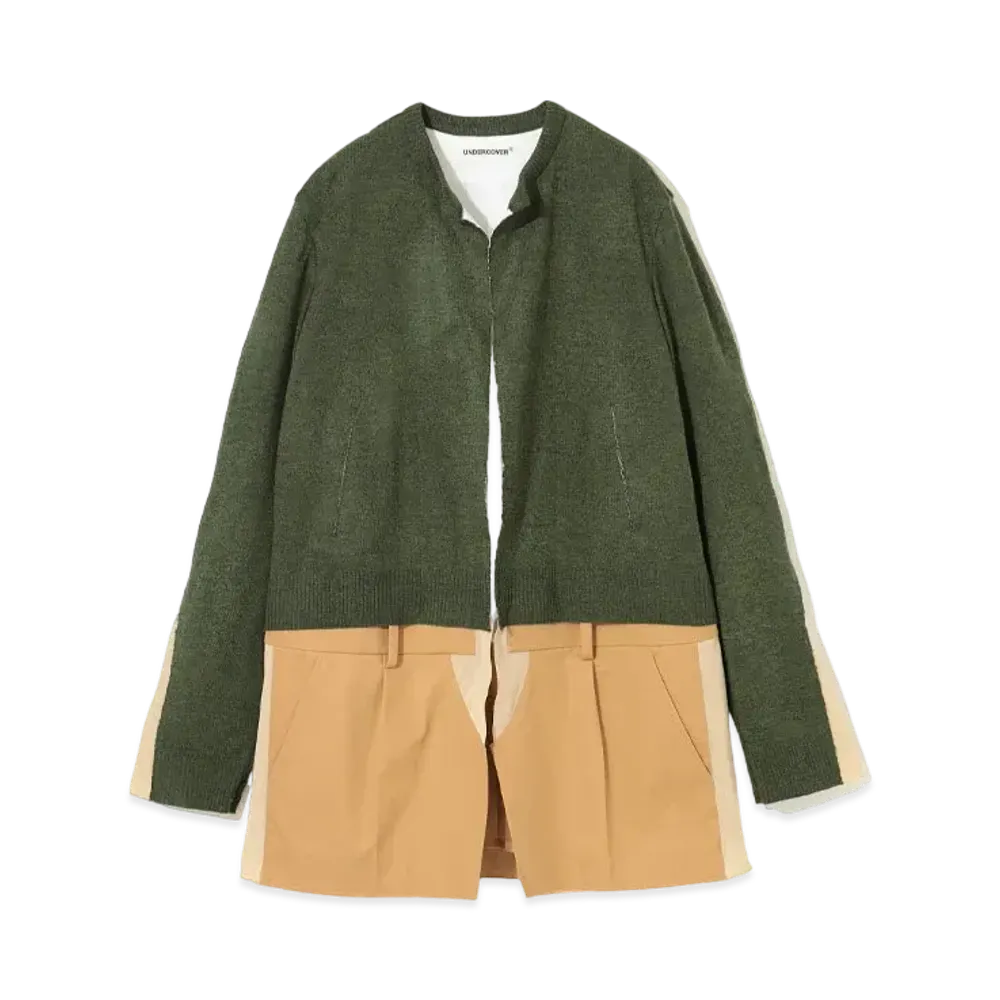 UNDERCOVER Crew Knit x Chino Pants Mix Cardigan "Green"