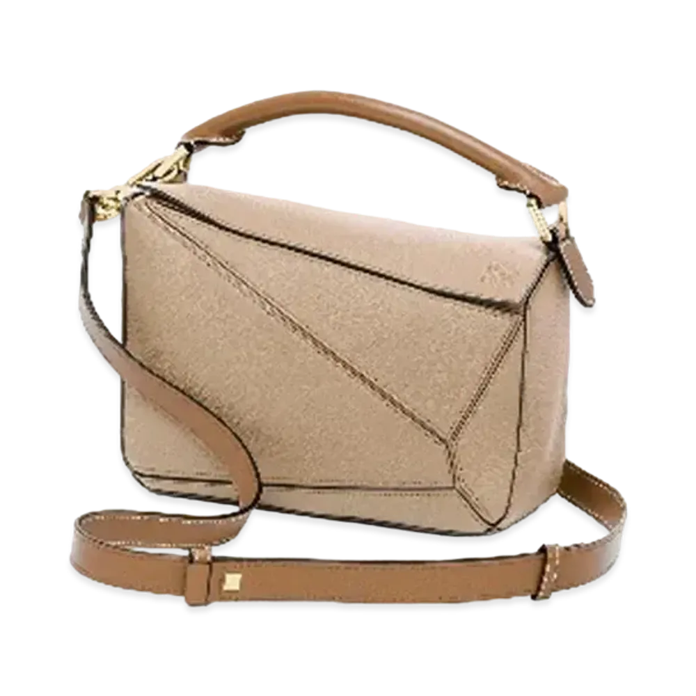 LOEWE Small Puzzle Bag In Soft Grained Calfskin "Sand / Mink Color"