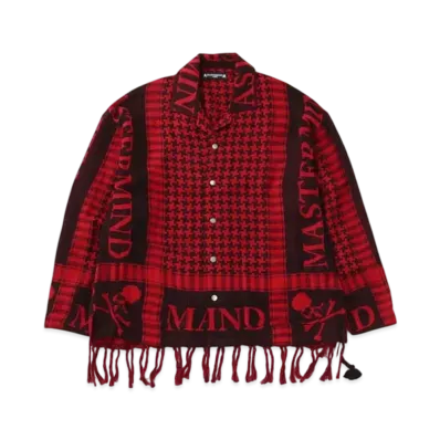 mastermind WORLD Fringe Stole LS Shirt "Red"