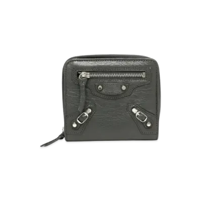 BALENCIAGA Classic Sheepskin Wallet "Gray"