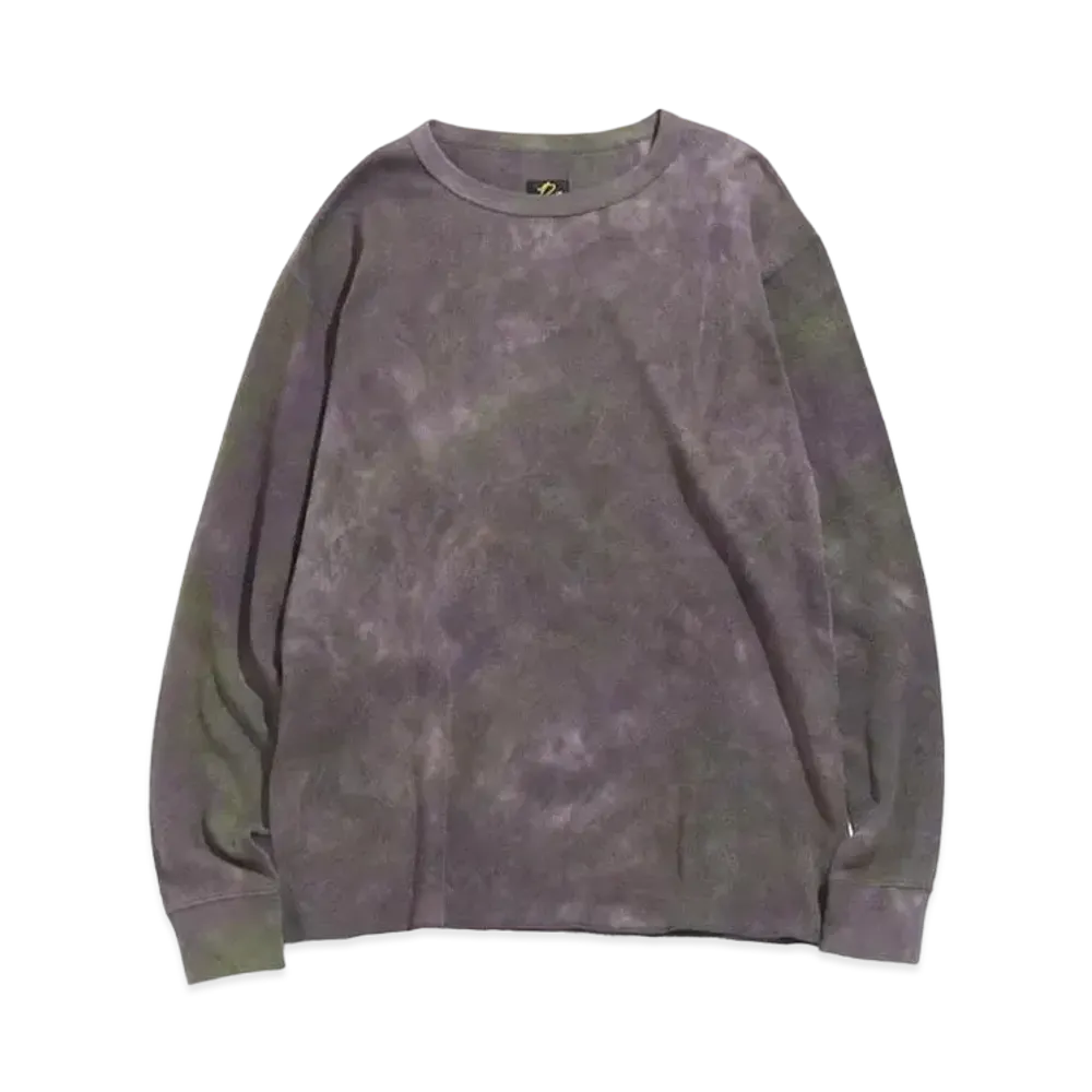 Needles L/S CREW NECK TEE - COTTON THERMAL / UNEVEN DYE "Egg Plant"