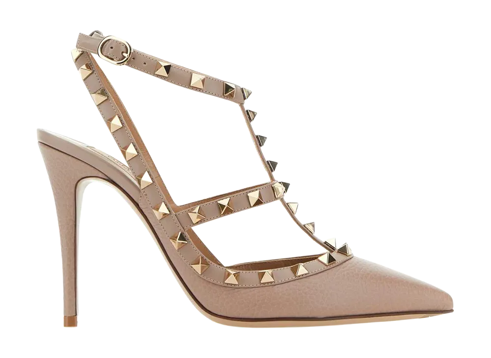 Valentino Garavani Women's Antiqued Pink Leather Rockstud Pumps "Pink"