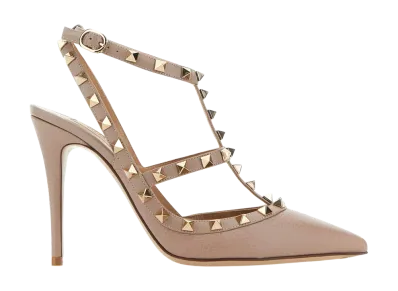 Valentino Garavani Women's Antiqued Pink Leather Rockstud Pumps "Pink"