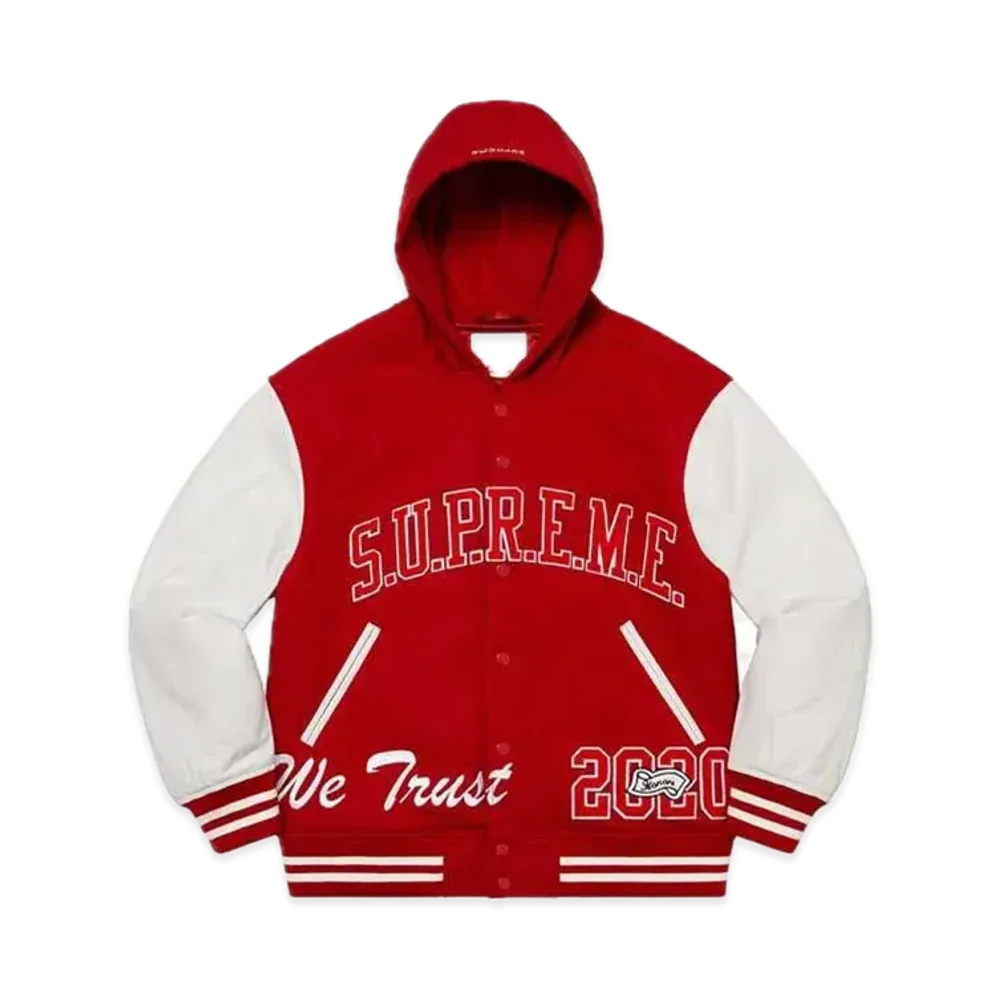 Supreme King Hooded Varsity Jacket "Red"