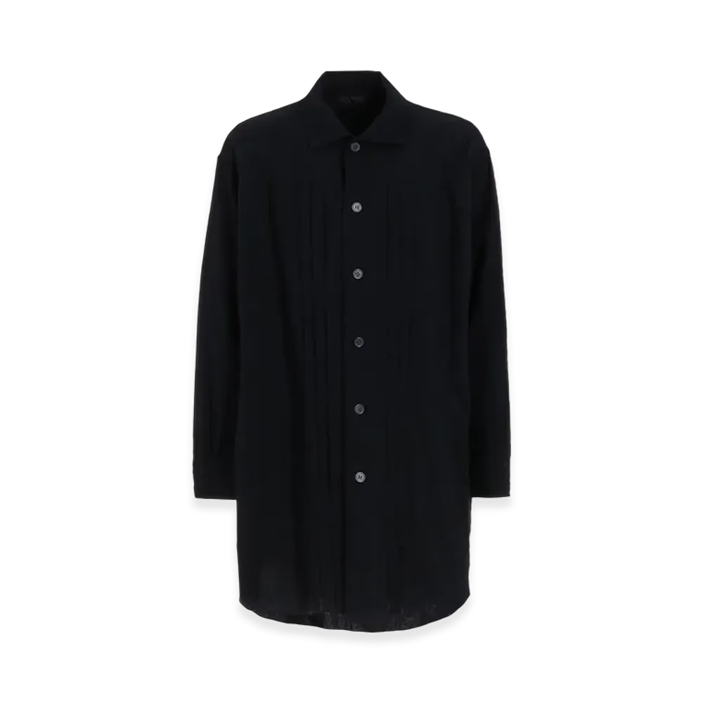 S'YTE Cotton/Linen Poplin Pleated Oversize Shirt "Black"