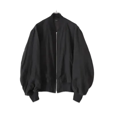 COMOLI Linen W Cross Zip Blouson "Black"