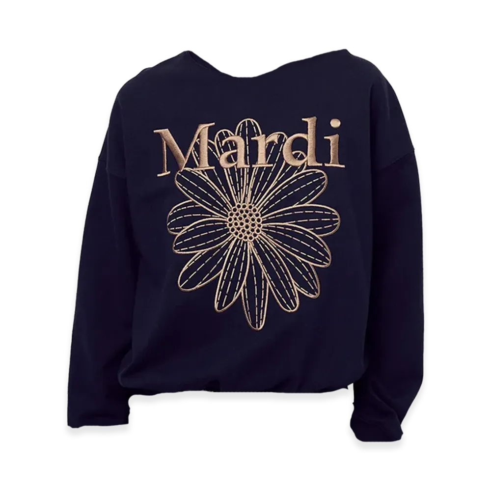 Mardi Mercredi Sweatshirt Flowermardi Needlework "Navy Taupe"