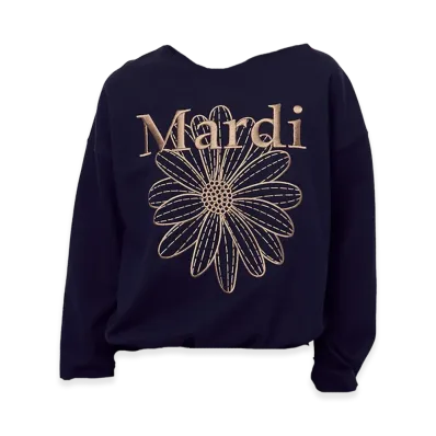 Mardi Mercredi Sweatshirt Flowermardi Needlework "Navy Taupe"