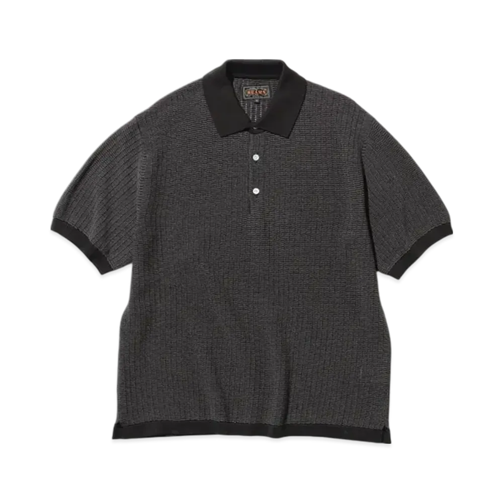 BEAMS Knit Polo WASHI 2 Tone "Black"