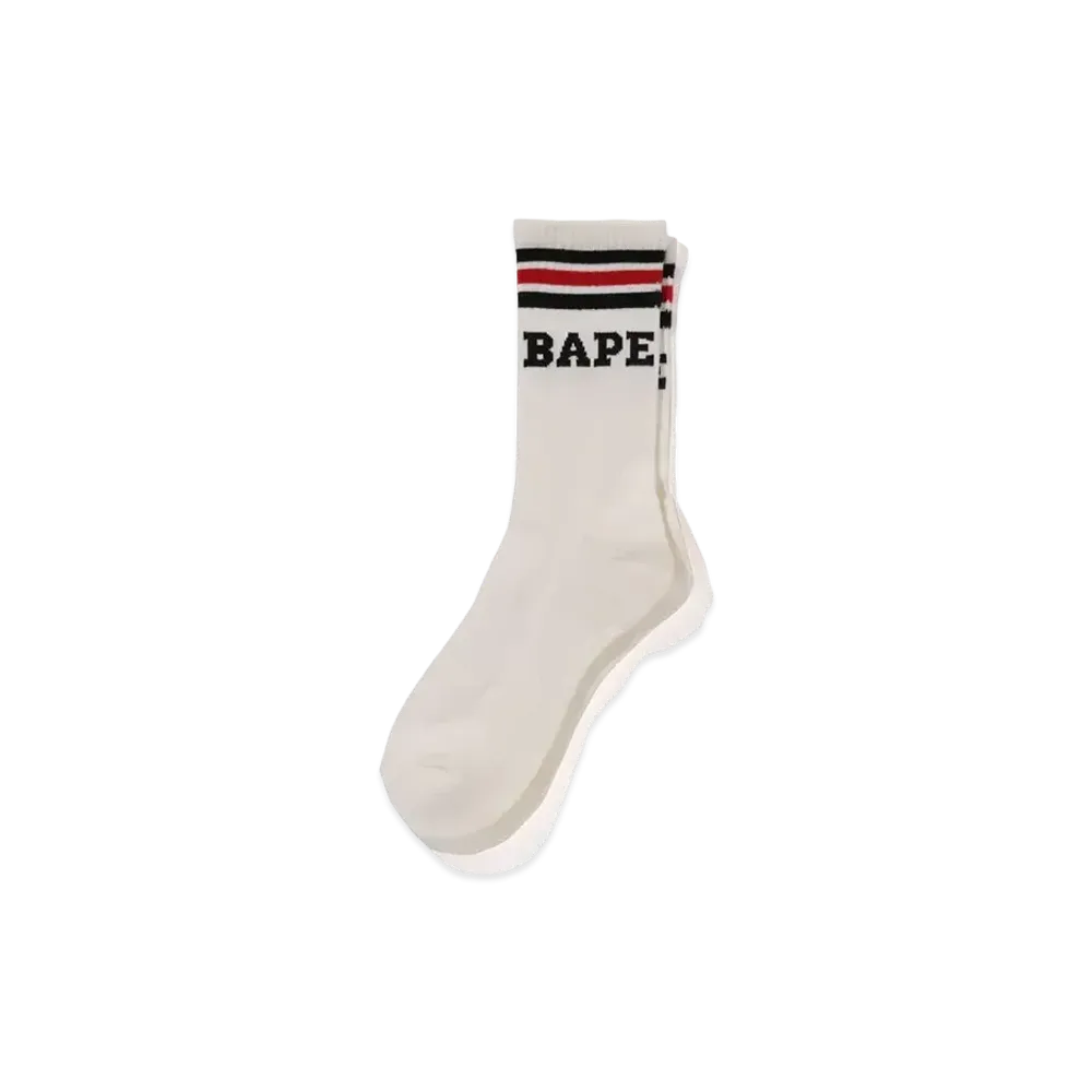 A BATHING APE Bape Stripe Socks "Black/Red"