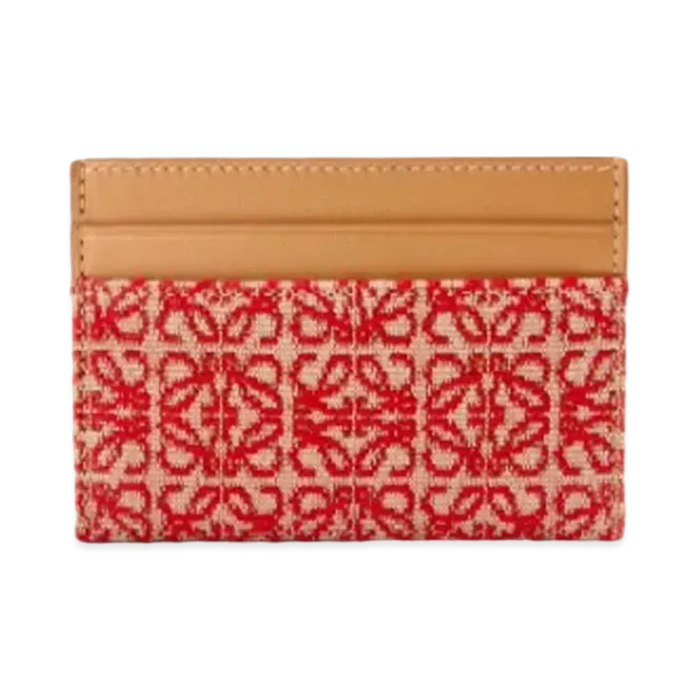 LOEWE Plain Cardholder In Jacquard And Calfskin "Red/Warm Desert"