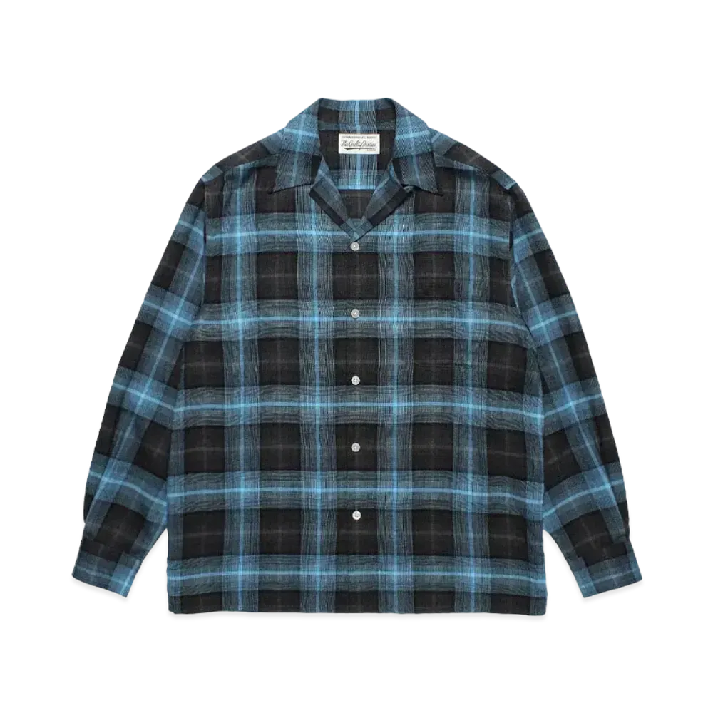 WACKO MARIA Check Open Collar Shirt "Blue"