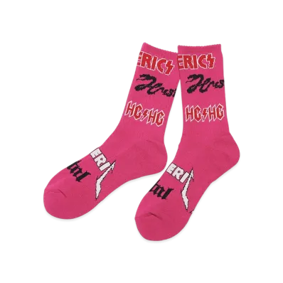 HYSTERIC GLAMOUR METAL LOGO Pattern Sports Socks "Pink"