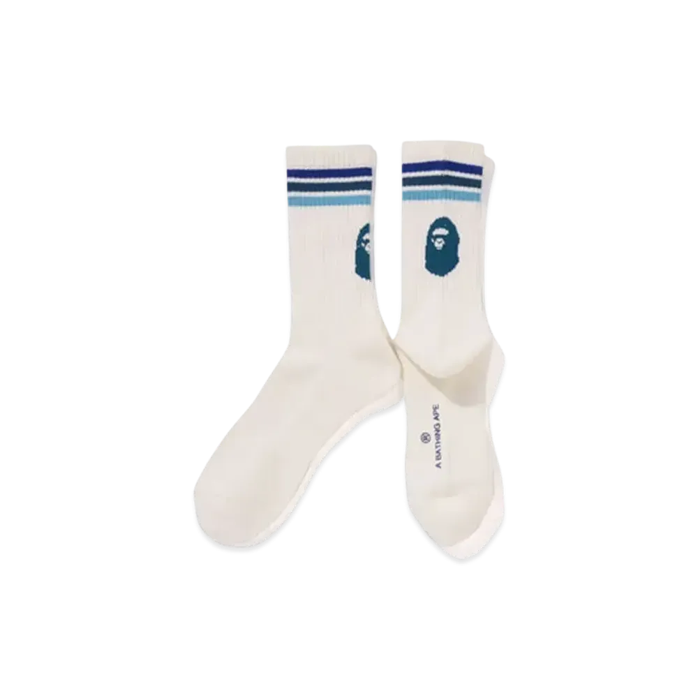 A BATHING APE Bape Line Socks "Blue"