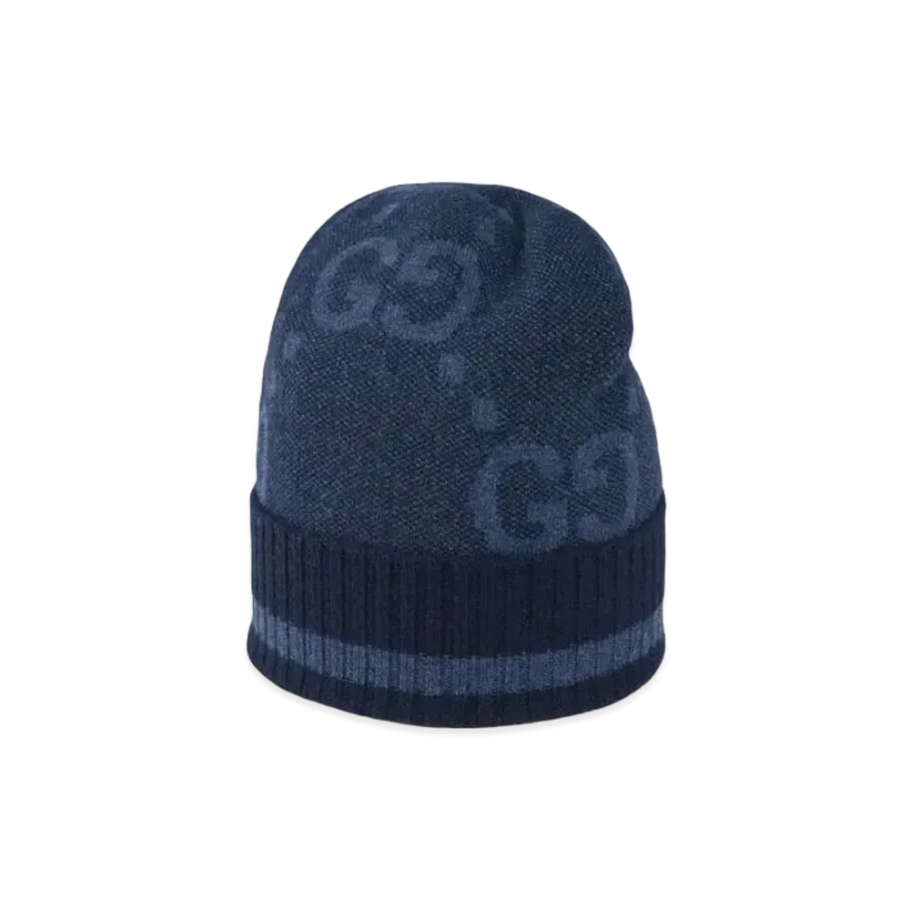 グッチ GG カシミア ジャカード キャップ "ブルー/ダークブルー" 676827 4GABX 4469