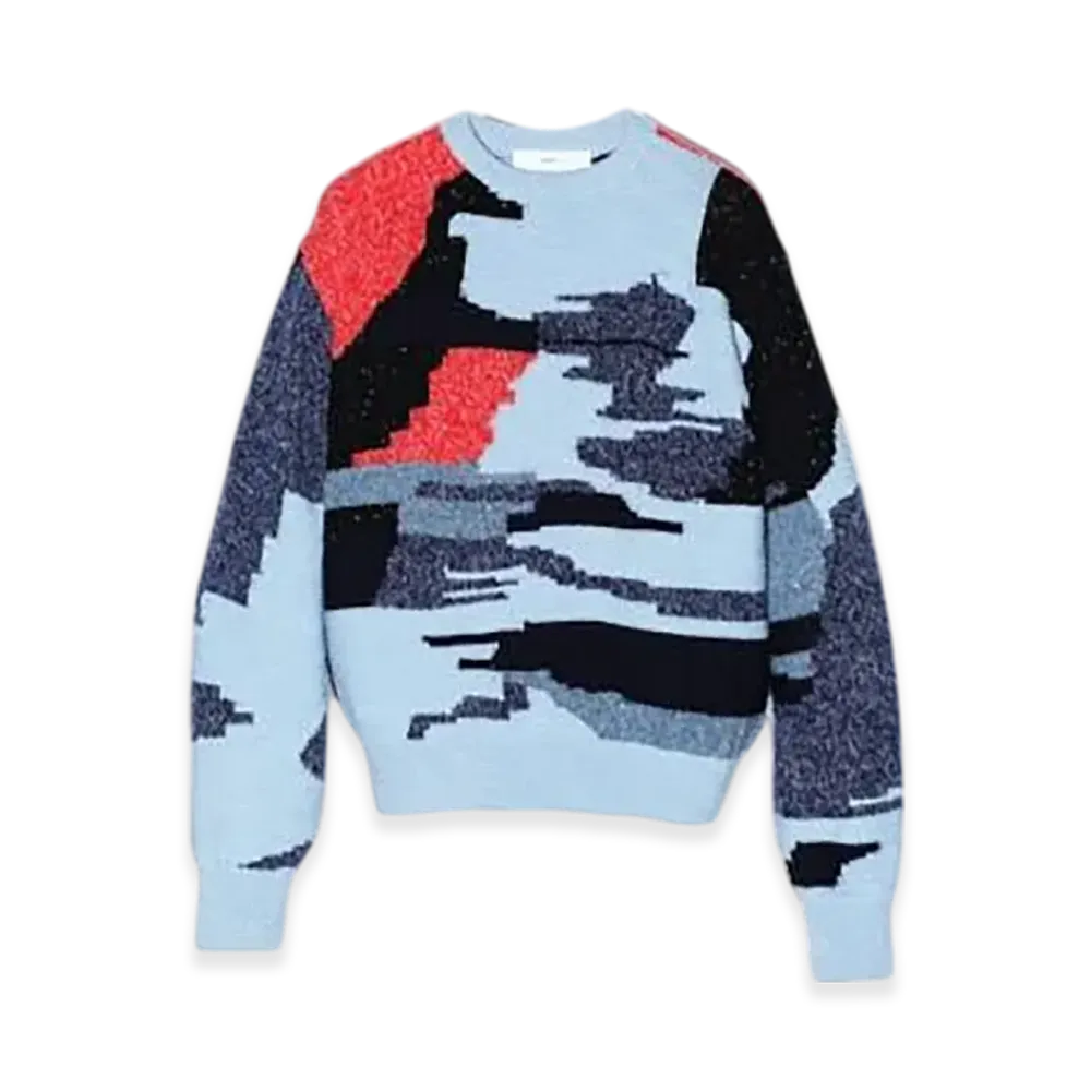 TOGA PULLA Painting Knit Pullover "Light Blue"