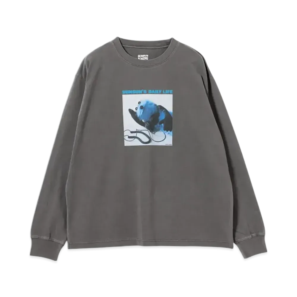 B:MING by BEAMS x PUPPET SUNSUN / Fade Photo Print Long Sleeve T-Shirt Music "InkBlack"