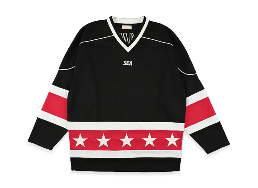 WIND AND SEA Oversized Hockey Shirt "Black Red"