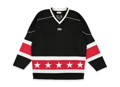 WIND AND SEA Oversized Hockey Shirt "Black Red"