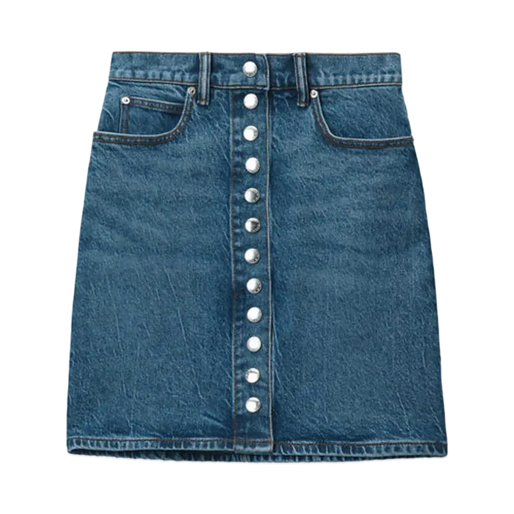 Alexander Wang Comfort Stretch Denim Super High Waist Mini Skirt "Deep Blue"