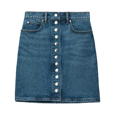 Alexander Wang Comfort Stretch Denim Super High Waist Mini Skirt "Deep Blue"