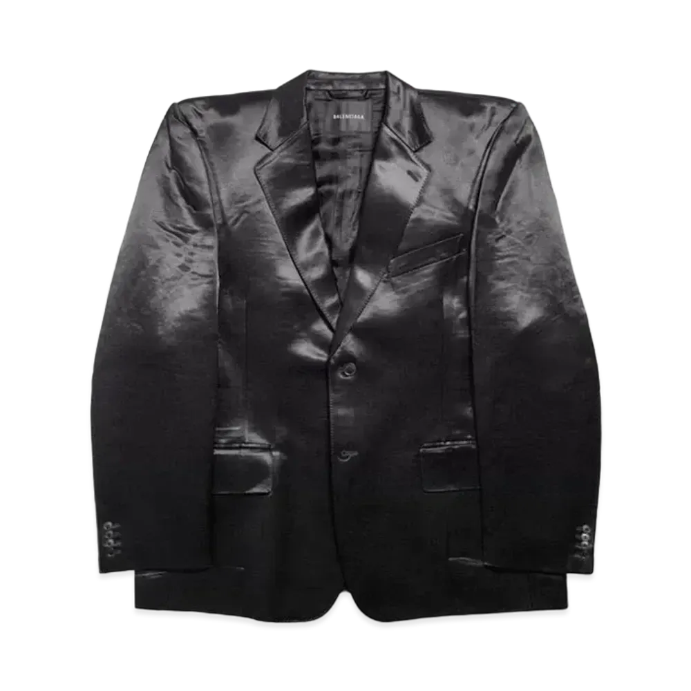 BALENCIAGA Men's Boxy Jacket Cotton Mirror Satin "Black"