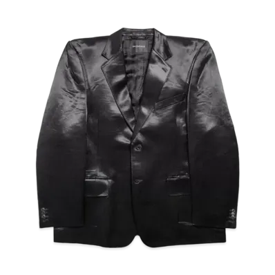 BALENCIAGA Men's Boxy Jacket Cotton Mirror Satin "Black"