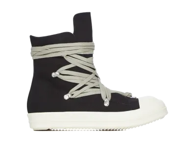 Rick Owens Women's DRKSHDW SS26 Megalace Sneaks 13oz Overdyed Denim "Black/Milk"
