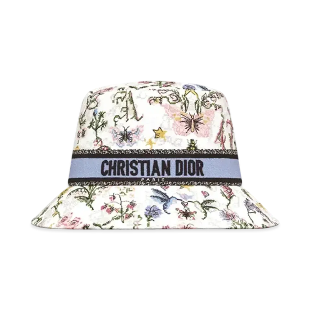 Dior D-Bobby Christian Dior 1947 Small-Brim Bucket Hat Embroidery "White Multicolor"