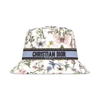 Dior D-Bobby Christian Dior 1947 Small-Brim Bucket Hat Embroidery "White Multicolor"