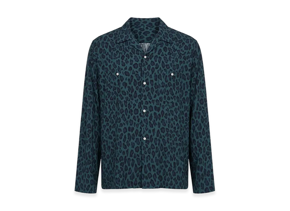 Needles One-up Cowboy Shirt – Rayon Cloth / Leopard Print "Blue"