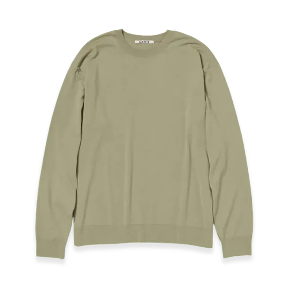 AURALEE Super High Gauge Wool Knit P/O "Khaki Beige"
