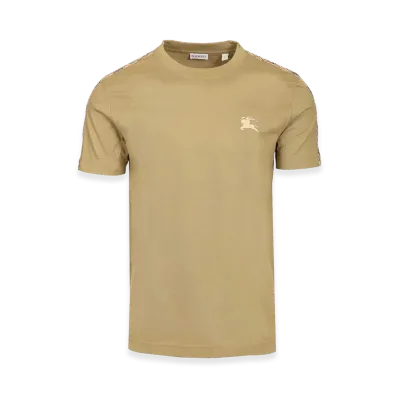 Burberry Cotton T-Shirt With Check Trim "Beige"