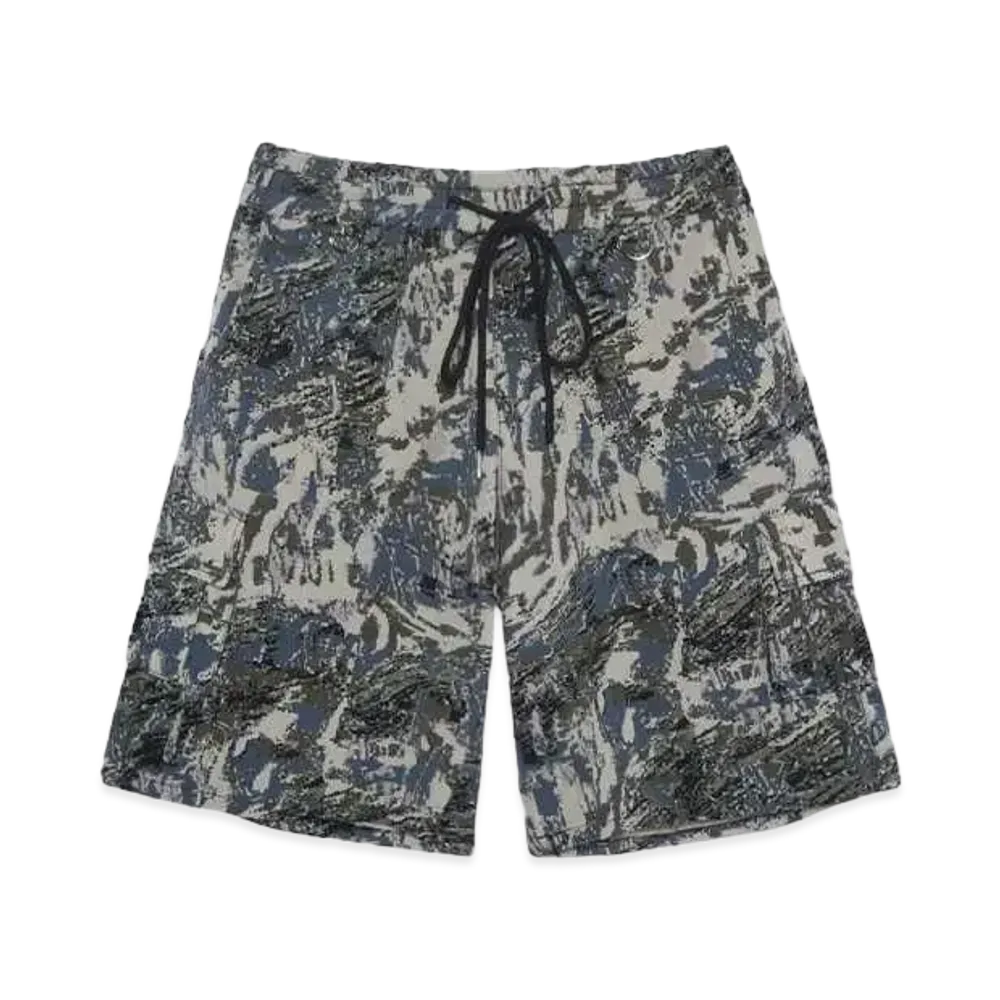 A GOOD BAD INFLUENCE Digital Camo Wide Shorts "BLACK GREEN"
