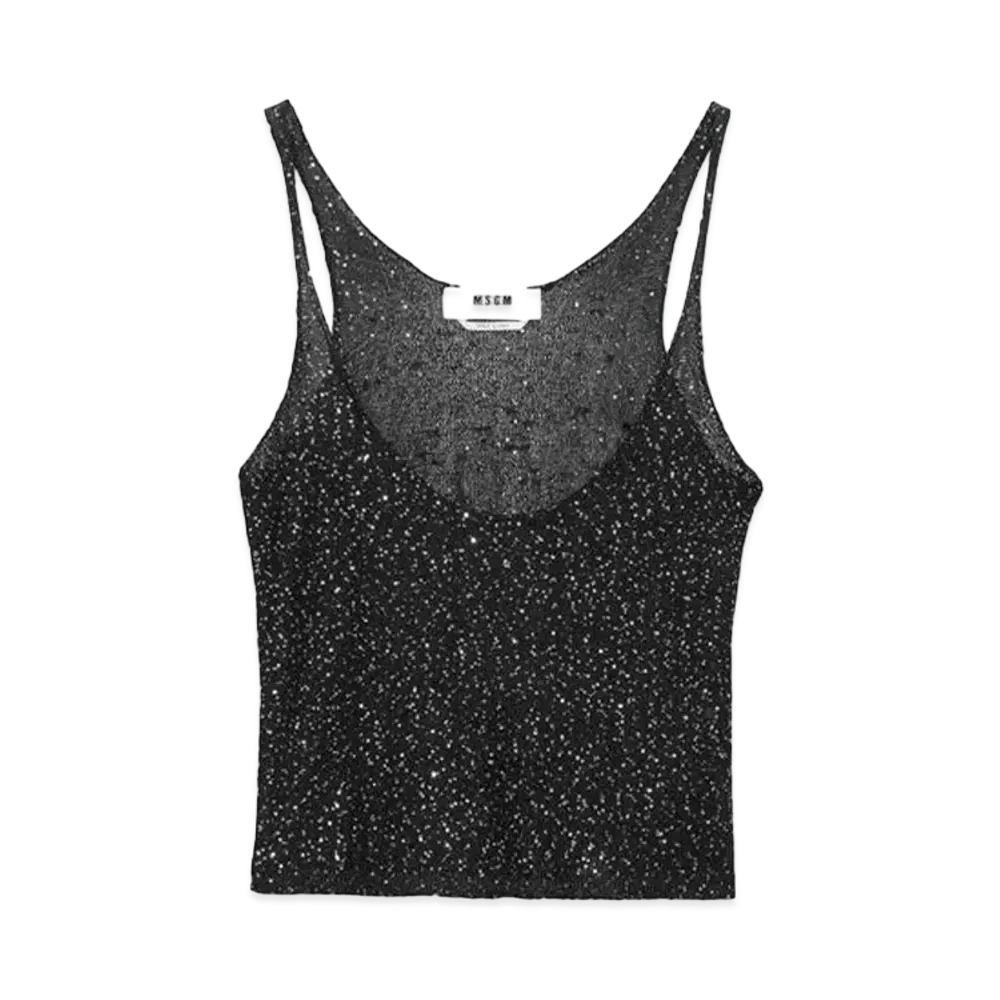 MSGM Glitter Tank Top Shirt "Black"