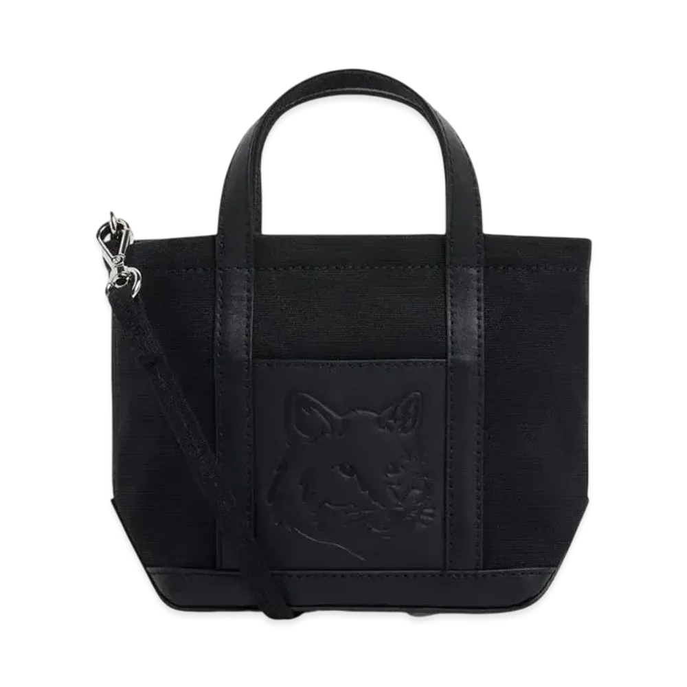 Maison Kitsune Festive Fox Head Mini Tote "Black"