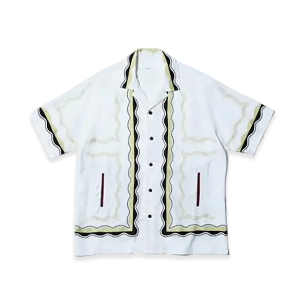 TOGA VIRILIS Panel Print S/S Shirt "White"