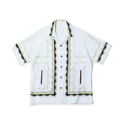 TOGA VIRILIS Panel Print S/S Shirt "White"