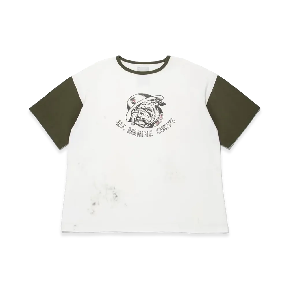 BOW WOW USMC Bulldog Ribbed SS CS Aging "White/Olive"
