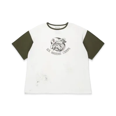 BOW WOW USMC Bulldog Ribbed SS CS Aging "White/Olive"